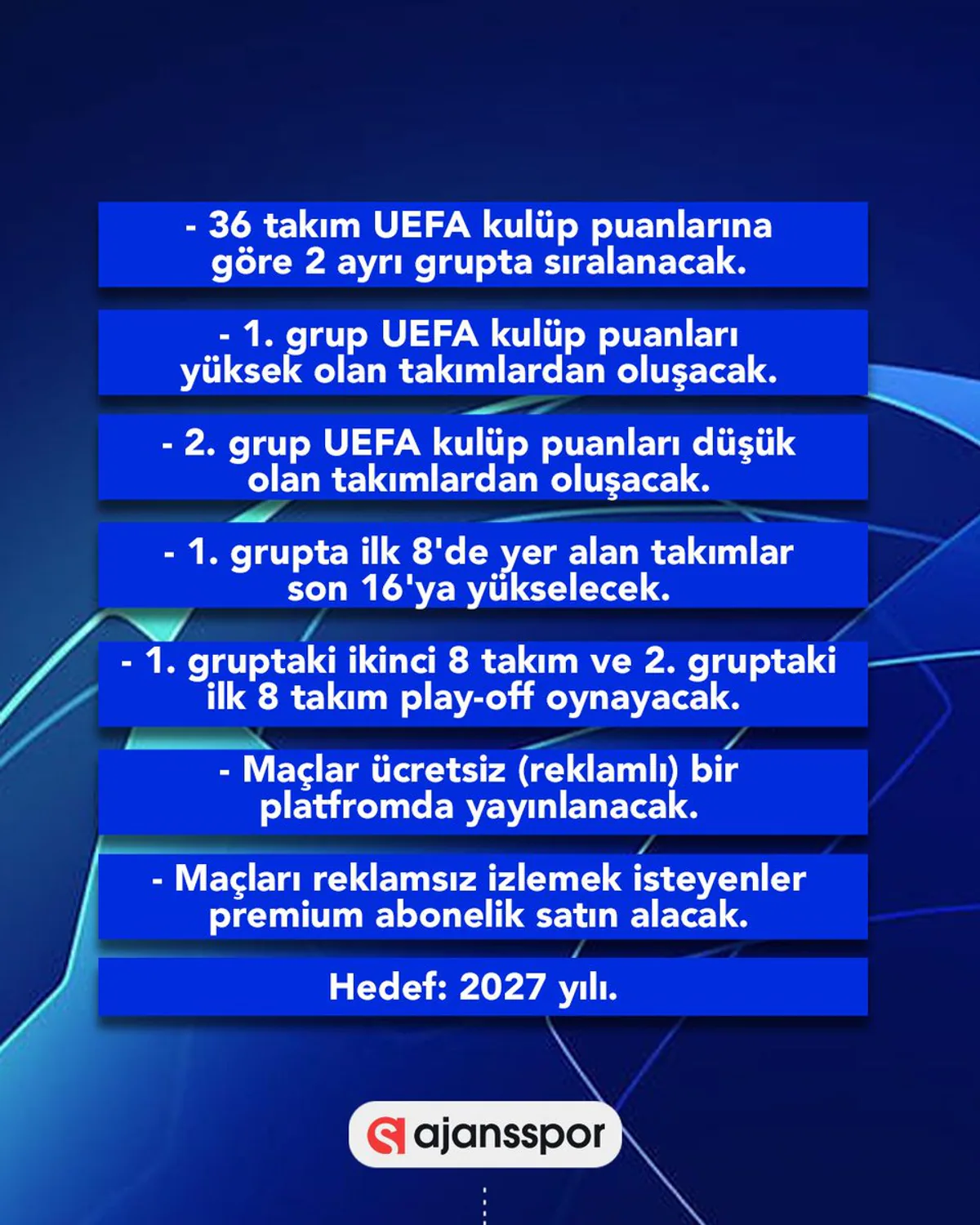 Avrupa Süper Ligi'nden Yeni Şampiyonlar Ligi Formatı Önerisi Avrupa Süper Ligi'nden Yeni Şampiyonlar Ligi Formatı Önerisi