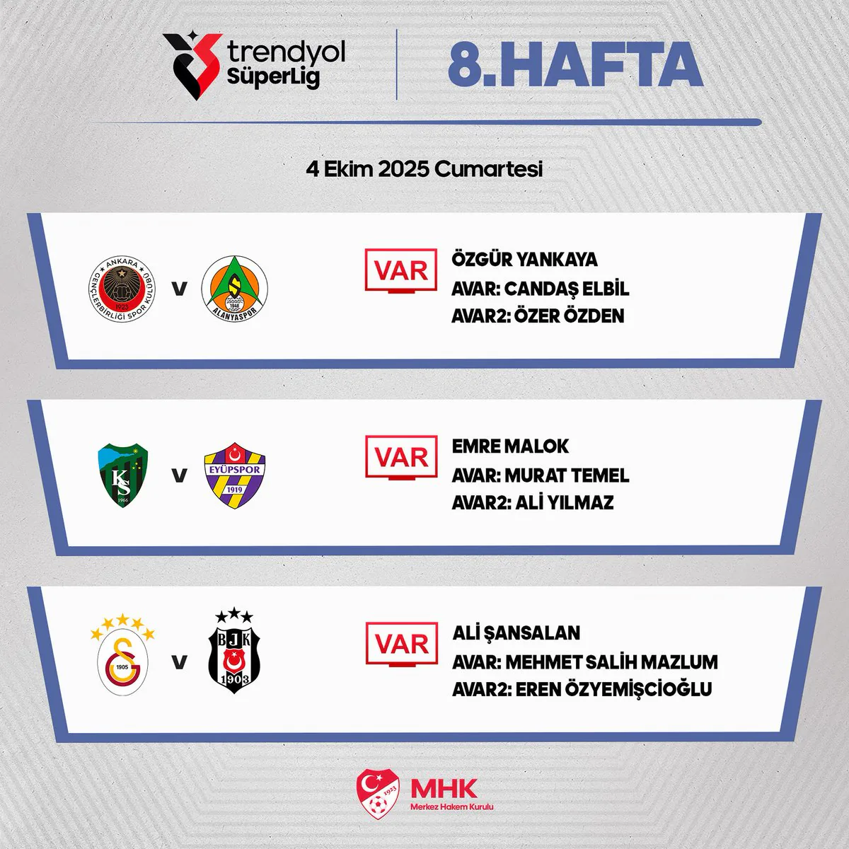 Galatasaray - Beşiktaş Derbisine Ali Şansalan VAR Hakemi Olarak Atandı Galatasaray - Beşiktaş Derbisine Ali Şansalan VAR Hakemi Olarak Atandı