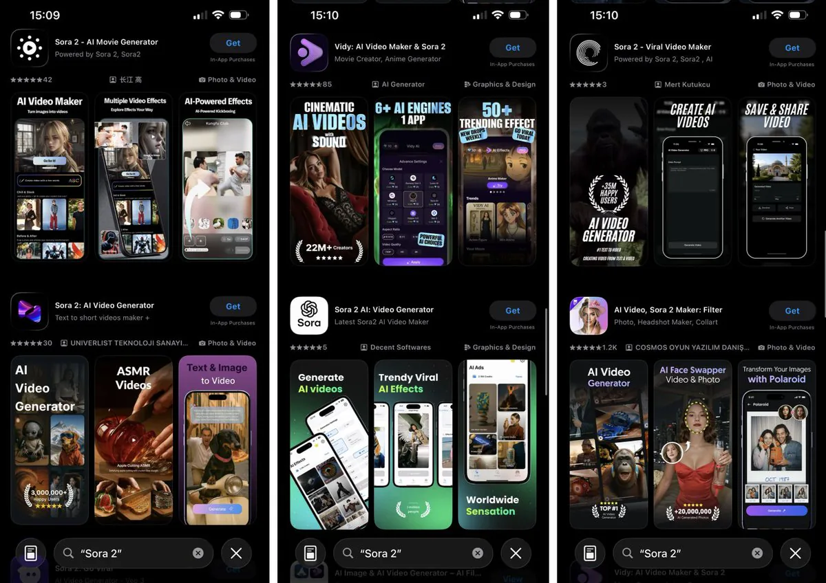 OpenAI'ın Sora Modeli Henüz Yayınlanmadan Sahte Uygulamalar App Store'da OpenAI'ın Sora Modeli Henüz Yayınlanmadan Sahte Uygulamalar App Store'da
