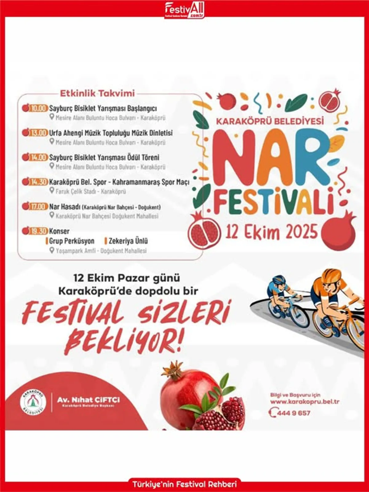 Karaköprü Belediyesi'nden Muhteşem Nar Festivali: 12 Ekim'de Buluşalım Karaköprü Belediyesi'nden Muhteşem Nar Festivali: 12 Ekim'de Buluşalım