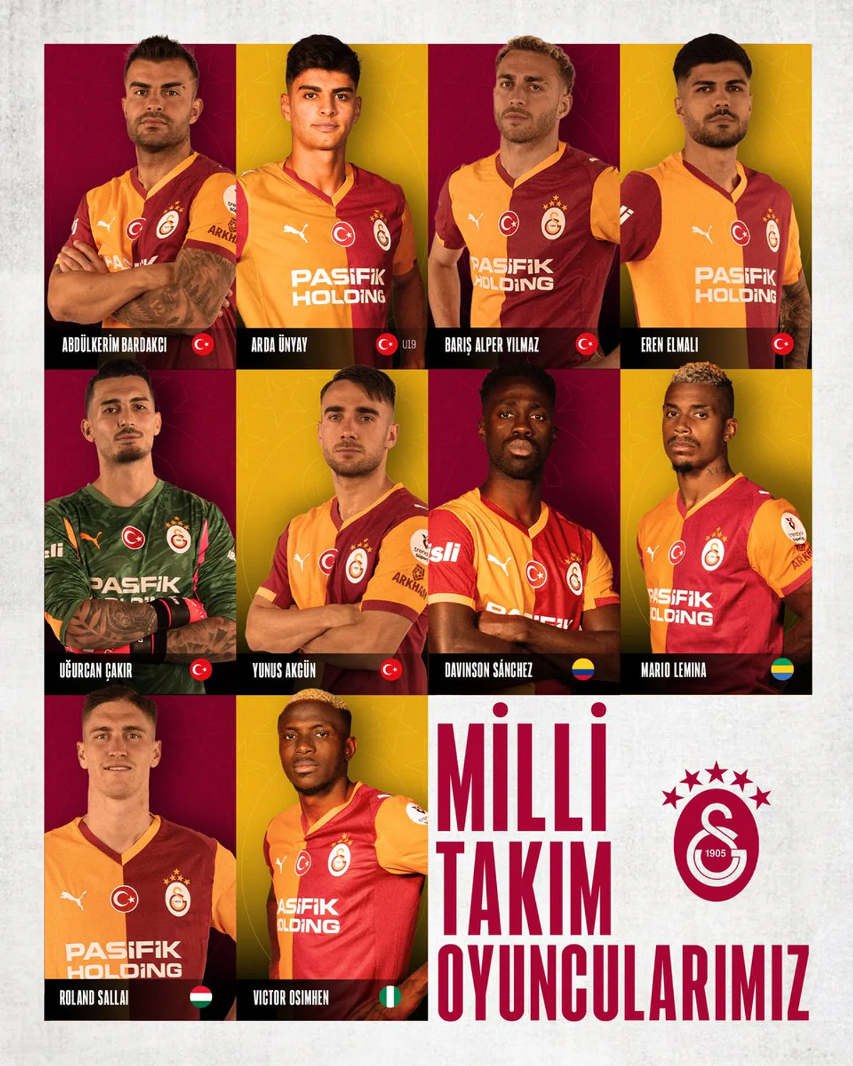 Galatasaray'dan Milli Futbolculara Başarı Mesajı Galatasaray'dan Milli Futbolculara Başarı Mesajı
