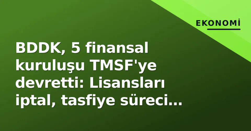 BDDK, 5 finansal kuruluşu TMSF'ye devretti: Lisansları iptal, tasfiye süreci başladı görseli