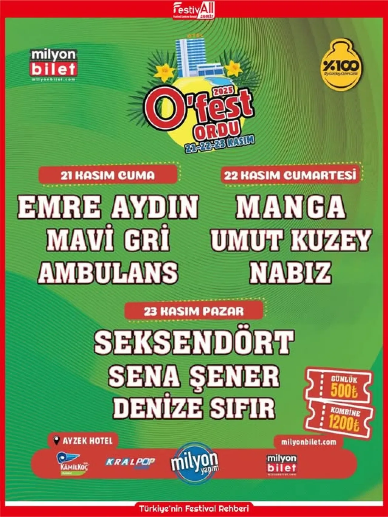 Ordu'da Müzik Festivali: 21-23 Kasım'da Ayzek Hotel'de Üç Günlük Müzik Şöleni Ordu'da Müzik Festivali: 21-23 Kasım'da Ayzek Hotel'de Üç Günlük Müzik Şöleni