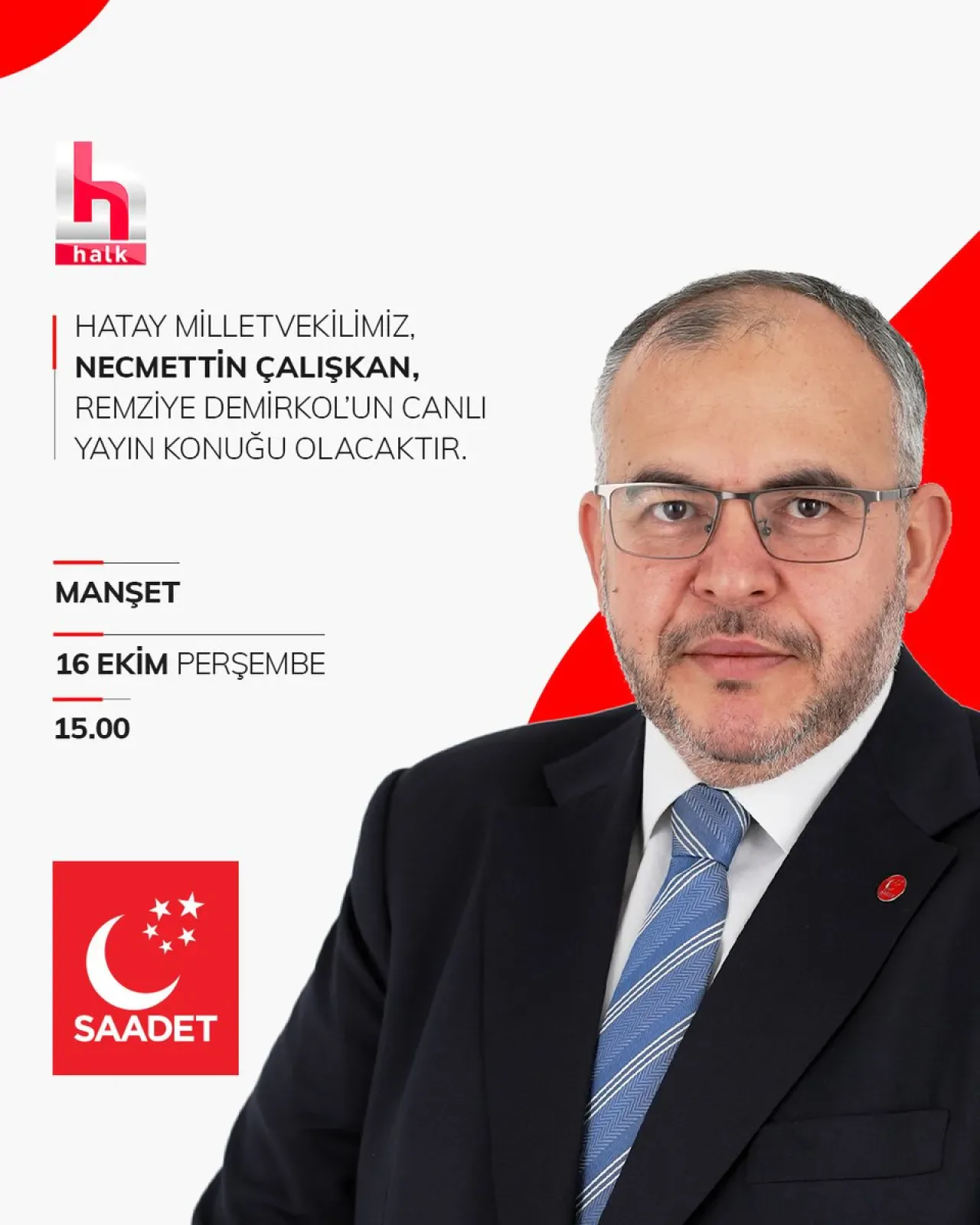 Saadet Partisi Hatay Milletvekili Çalışkan, Halk TV'de Açıklamalarda Bulunacak Saadet Partisi Hatay Milletvekili Çalışkan, Halk TV'de Açıklamalarda Bulunacak