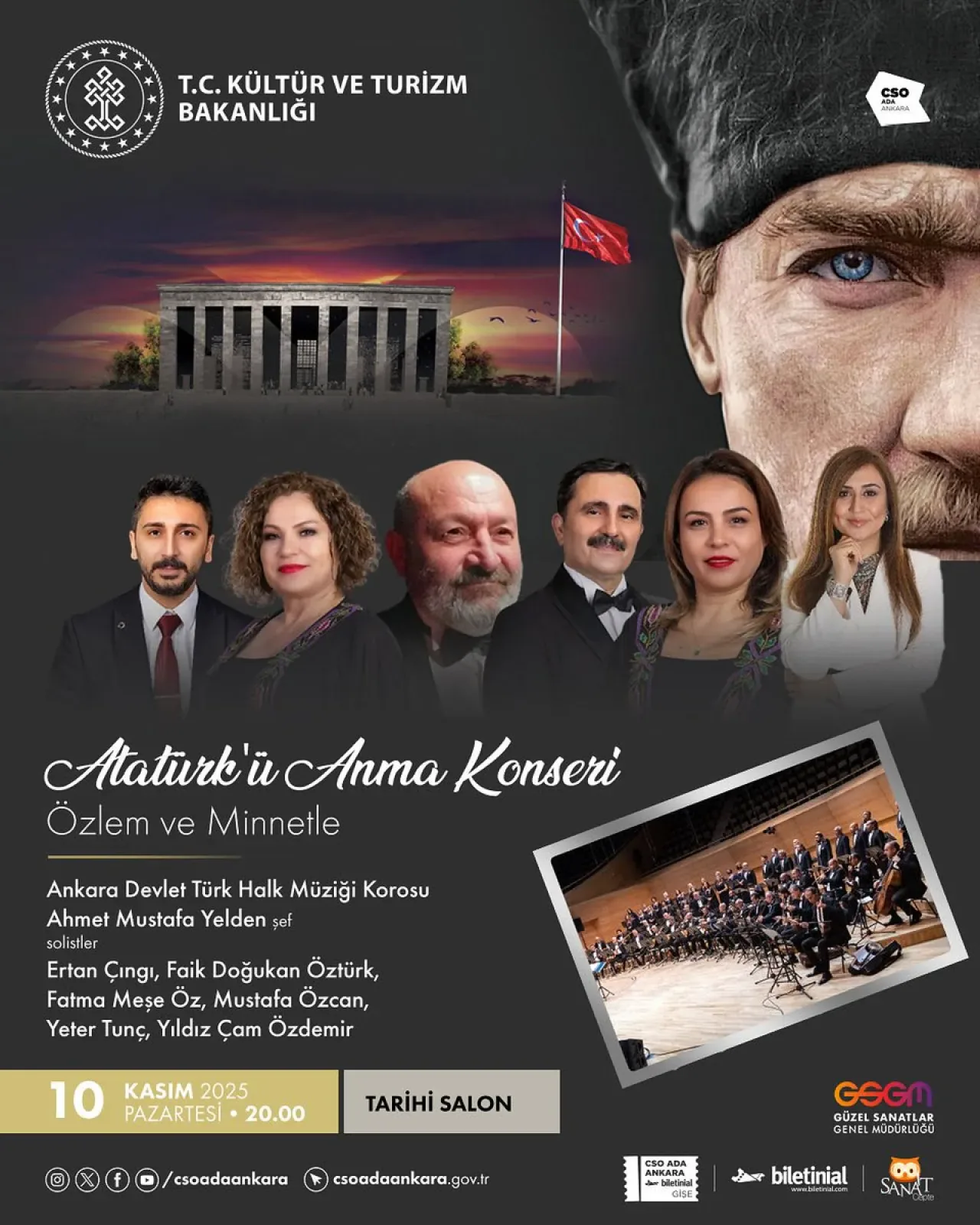 Ankara'da 10 Kasım Atatürk'ü Anma Konseri: Devlet Türk Halk Müziği Korosu Sahne Alacak Ankara'da 10 Kasım Atatürk'ü Anma Konseri: Devlet Türk Halk Müziği Korosu Sahne Alacak