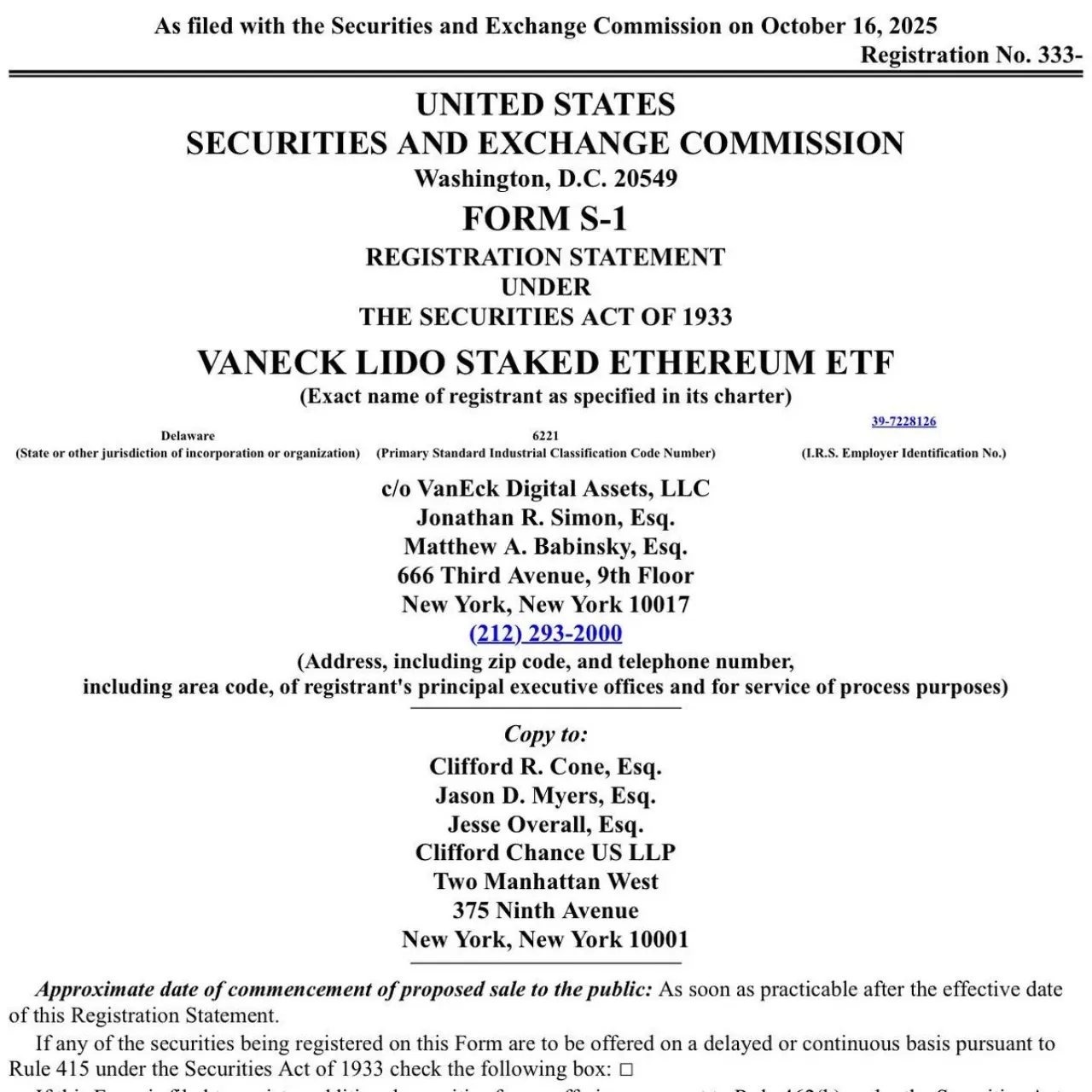 VanEck, Lido İle Staked Ethereum ETF'si İçin Başvuruda Bulundu VanEck, Lido İle Staked Ethereum ETF'si İçin Başvuruda Bulundu