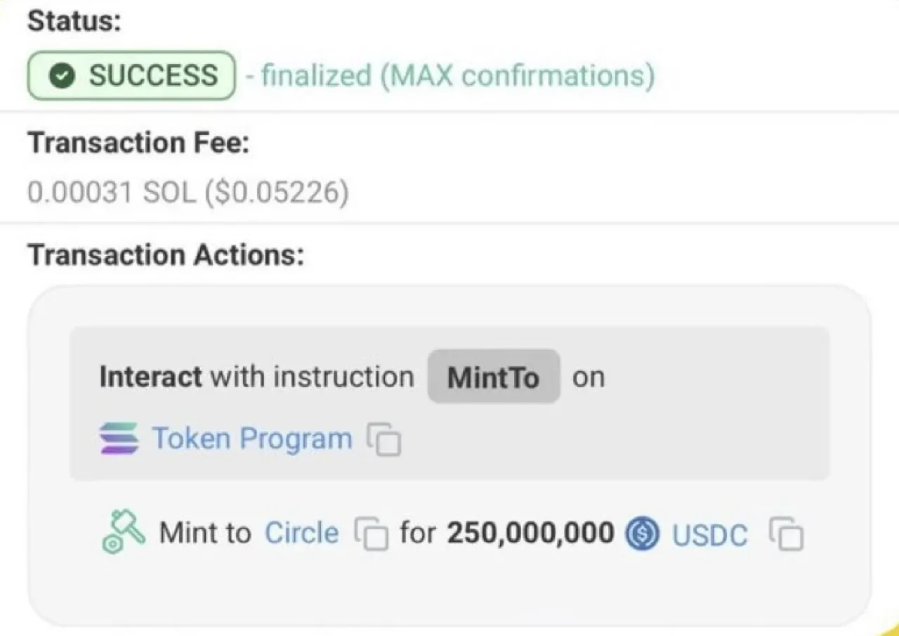 Circle, Solana Ağı Üzerinde 250 Milyon USDC Basımı Gerçekleştirdi Circle, Solana Ağı Üzerinde 250 Milyon USDC Basımı Gerçekleştirdi