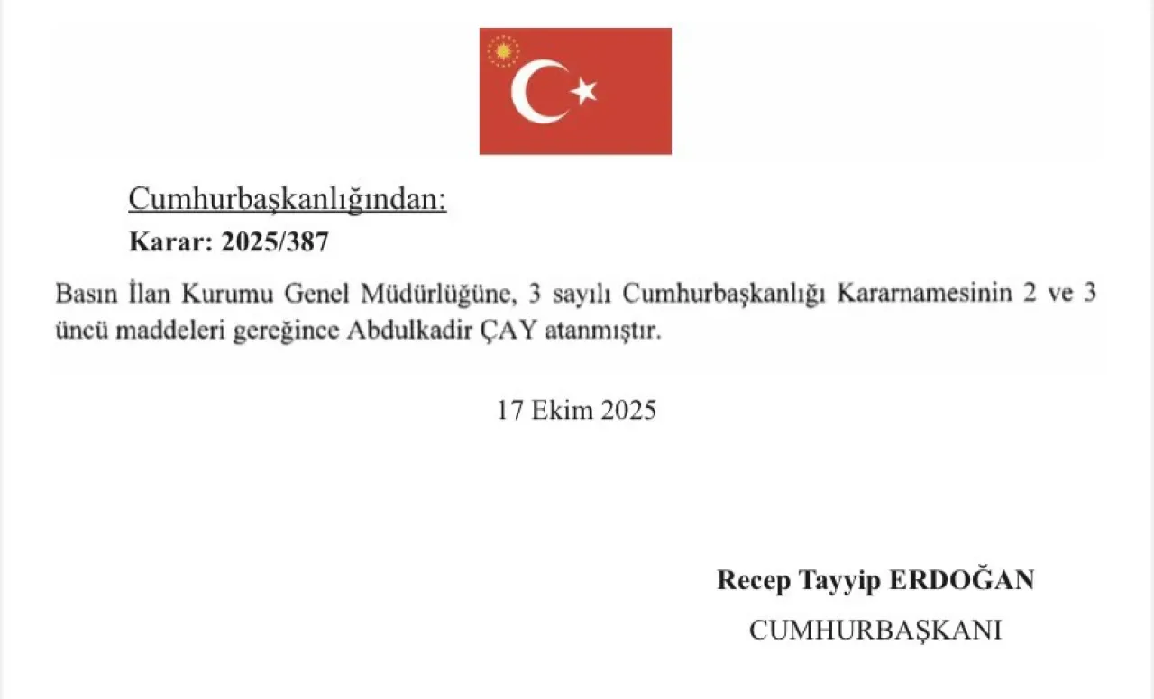 Abdulkadir Çay, Basın İlan Kurumu Genel Müdürlüğü'ne Atandı Abdulkadir Çay, Basın İlan Kurumu Genel Müdürlüğü'ne Atandı
