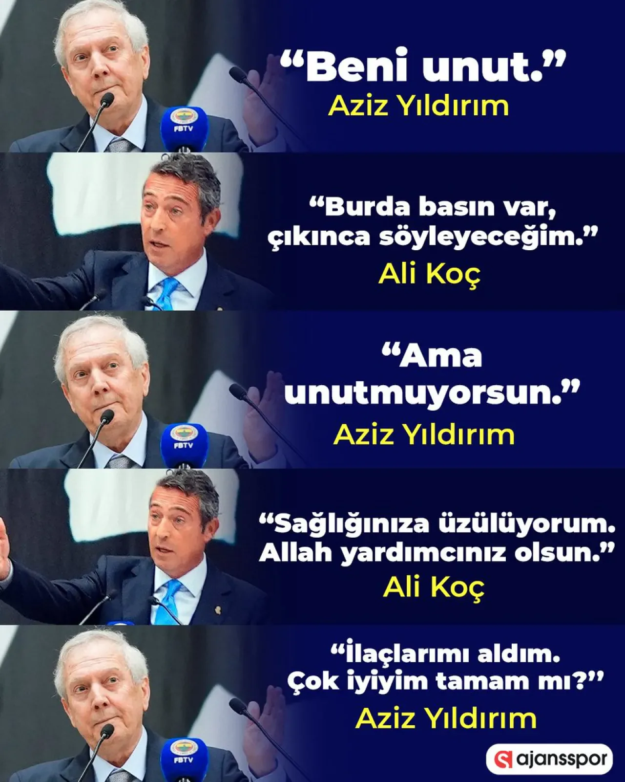Aziz Yıldırım'dan Ali Koç'a Sürpriz Diyalog Aziz Yıldırım'dan Ali Koç'a Sürpriz Diyalog