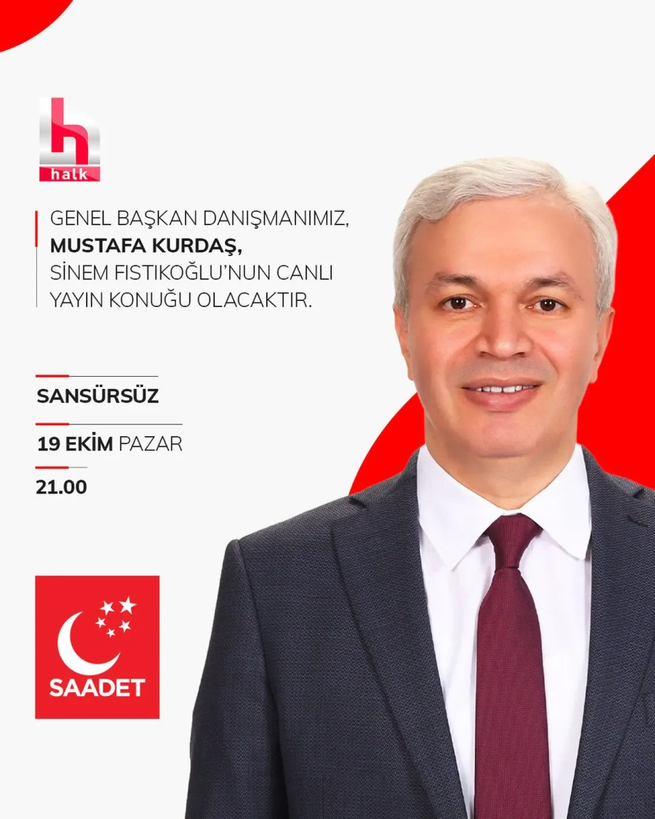 Saadet Partisi Genel Başkan Danışmanı Mustafa Kurdaş, Bu Akşam Halk TV'de Saadet Partisi Genel Başkan Danışmanı Mustafa Kurdaş, Bu Akşam Halk TV'de