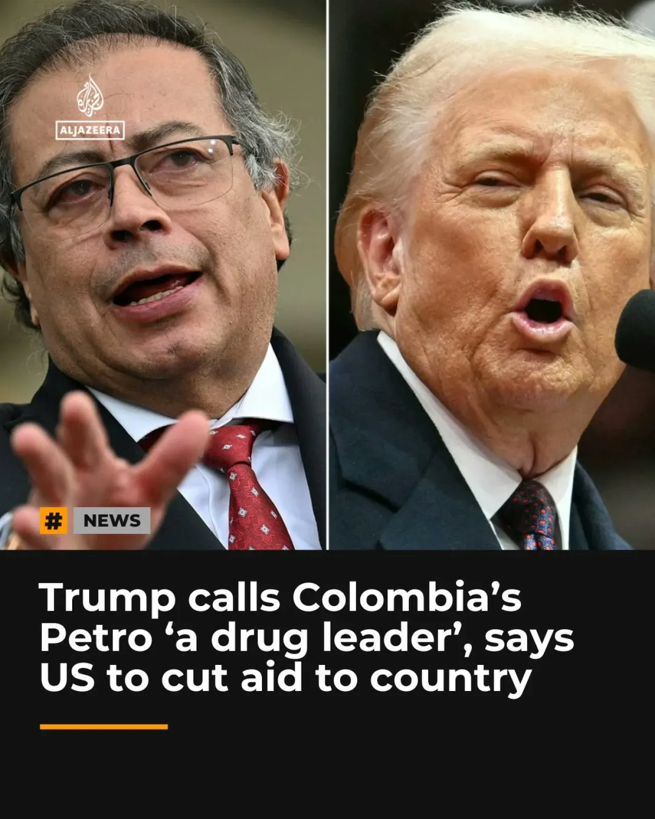 ABD Başkanı Trump, Kolombiya Lideri Petro'yu 'Uyuşturucu Lideri' Olarak Nitelendirdi ve Fonları Keseceğini Açıkladı ABD Başkanı Trump, Kolombiya Lideri Petro'yu 'Uyuşturucu Lideri' Olarak Nitelendirdi ve Fonları Keseceğini Açıkladı