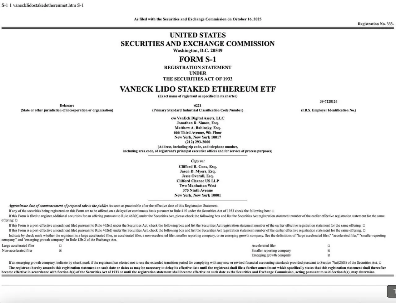 VanEck, Lido ile Stake Edilmiş ETH ETF'si Başvurusunda Bulundu VanEck, Lido ile Stake Edilmiş ETH ETF'si Başvurusunda Bulundu