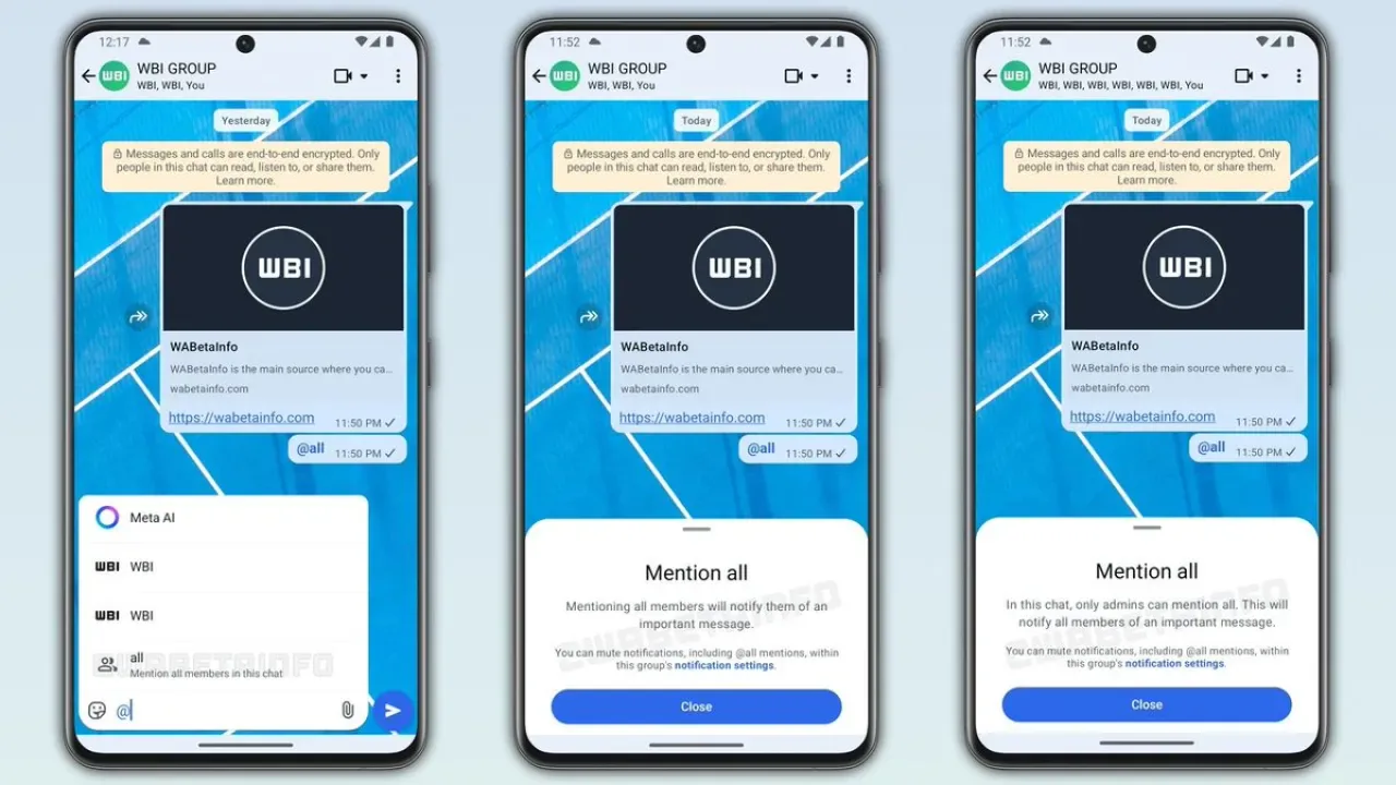 WhatsApp Beta Kullanıcılarına "Herkesi Bahset" Özelliğini Getiriyor WhatsApp Beta Kullanıcılarına "Herkesi Bahset" Özelliğini Getiriyor