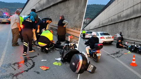 Kütahya'da Motosiklet Kazası: Genç Sürücü İki Araç Arasına Sıkışarak Yaralandı