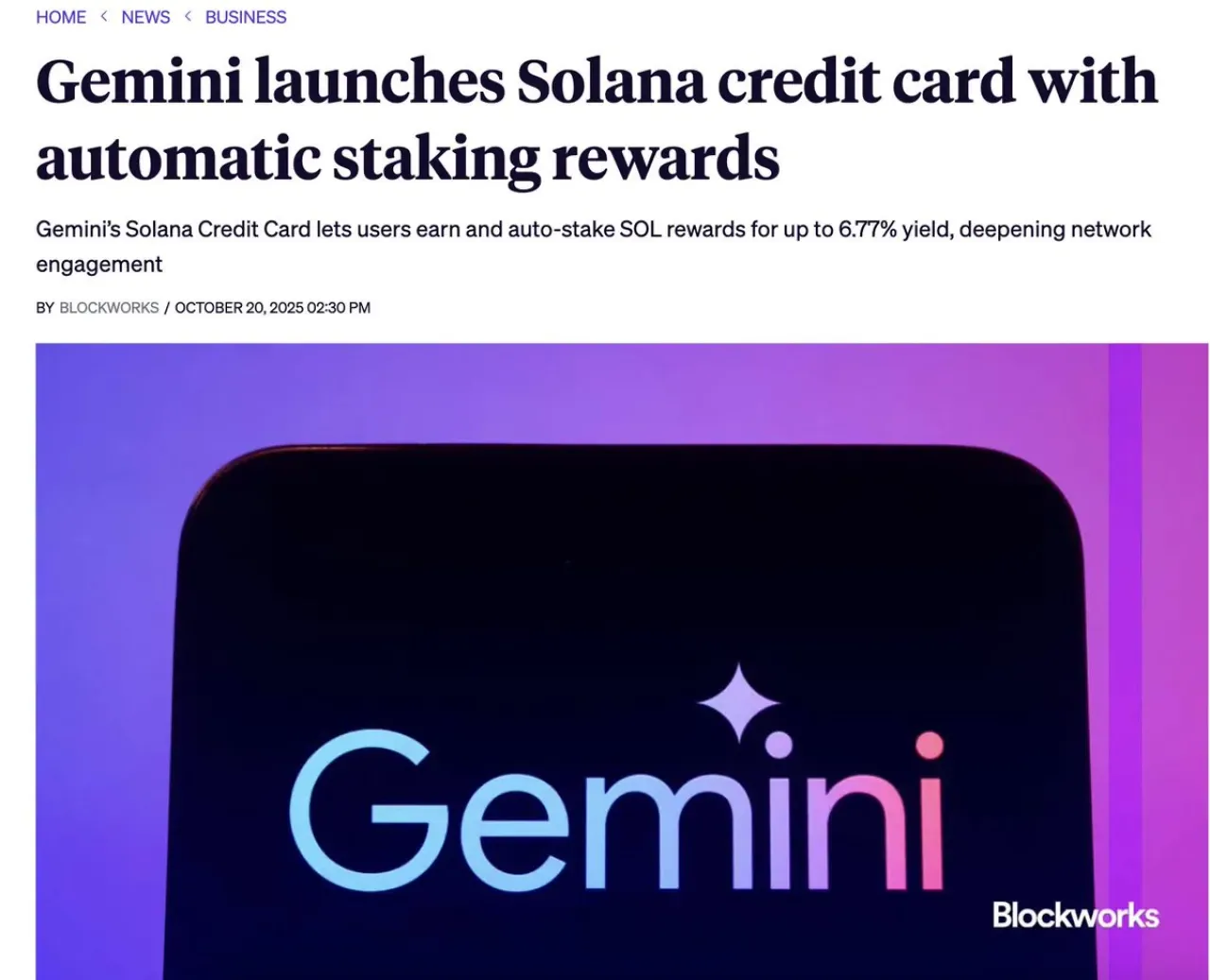 Gemini Kripto Kartına Solana Staking Ödülleri Eklendi Gemini Kripto Kartına Solana Staking Ödülleri Eklendi