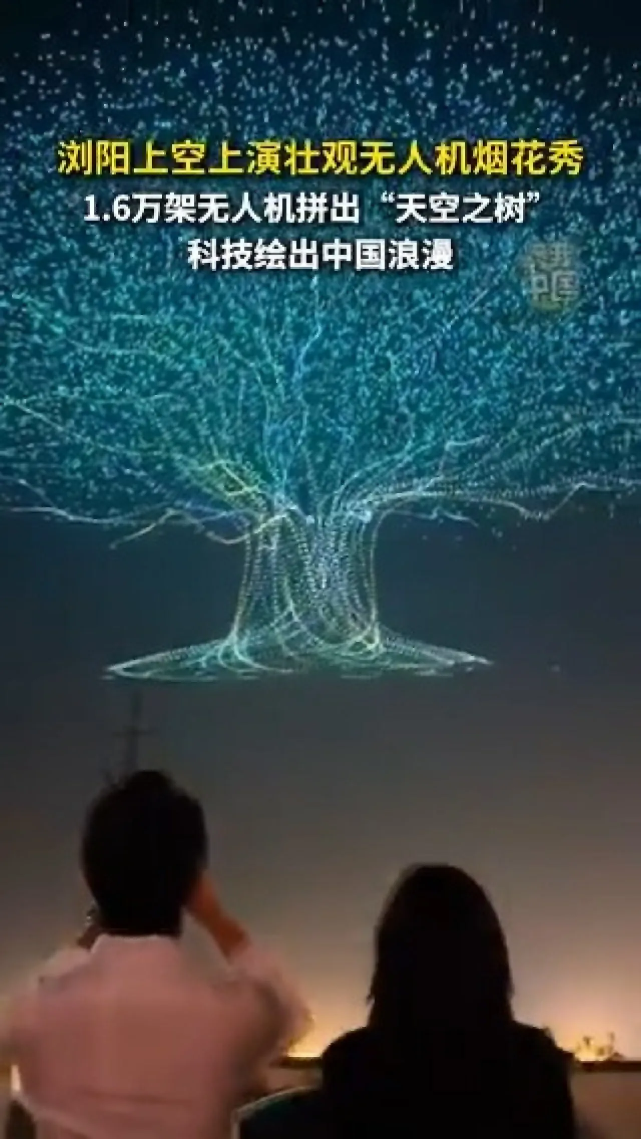 Liuyang Semalarında 16 Bin Drondan "Cennet Ağacı" Şovu Liuyang Semalarında 16 Bin Drondan "Cennet Ağacı" Şovu