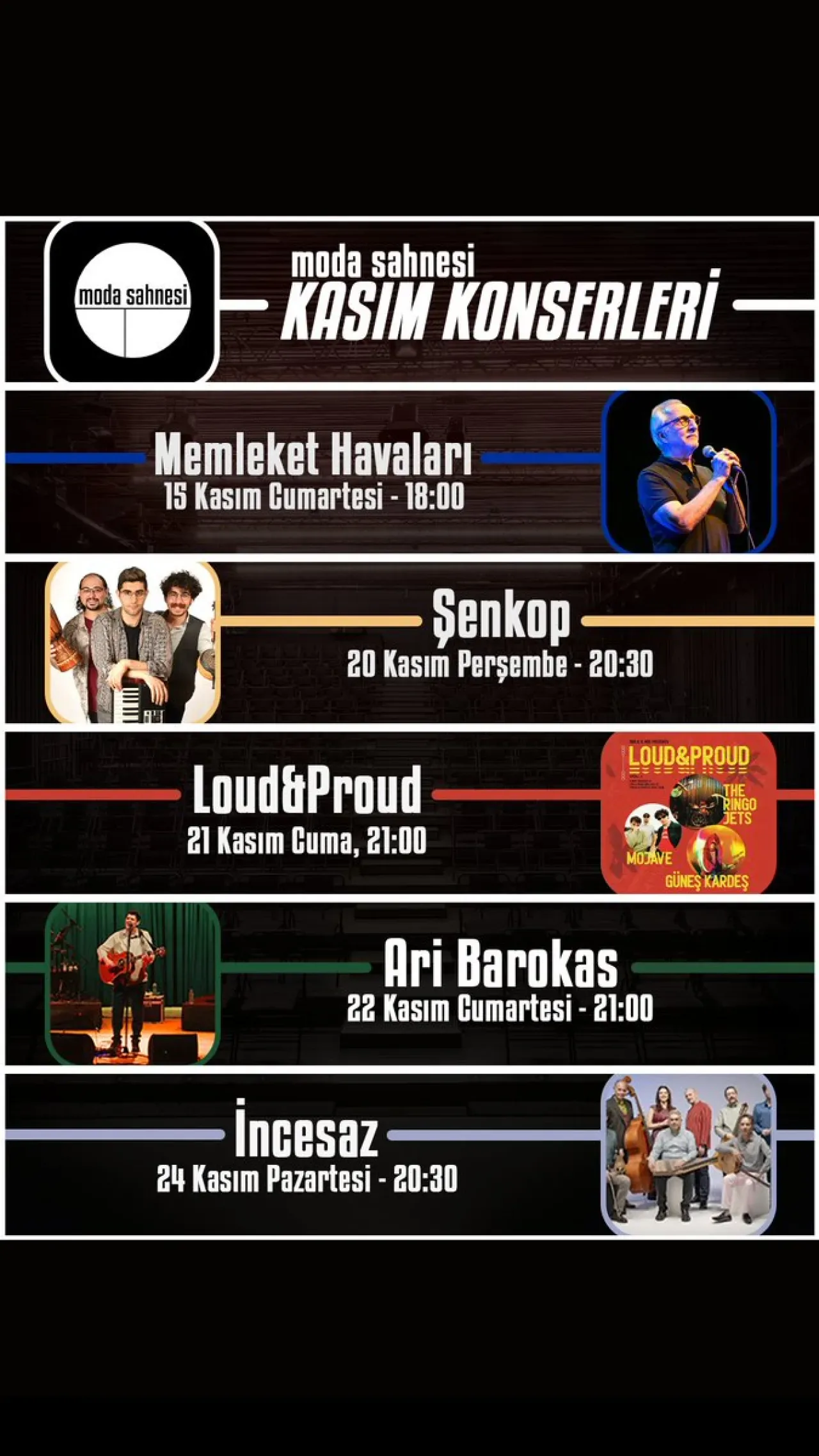 Moda Sahnesi Kasım Ayında Müzik Tutkunlarını Ağırlıyor Moda Sahnesi Kasım Ayında Müzik Tutkunlarını Ağırlıyor
