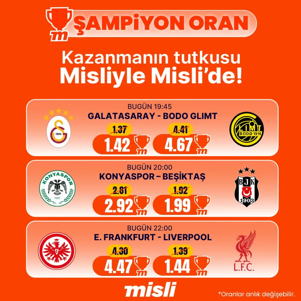 Misli.com'dan Şampiyon Oranlı Maçlar ile Spor Bahislerinde Büyük Fırsat Misli.com'dan Şampiyon Oranlı Maçlar ile Spor Bahislerinde Büyük Fırsat