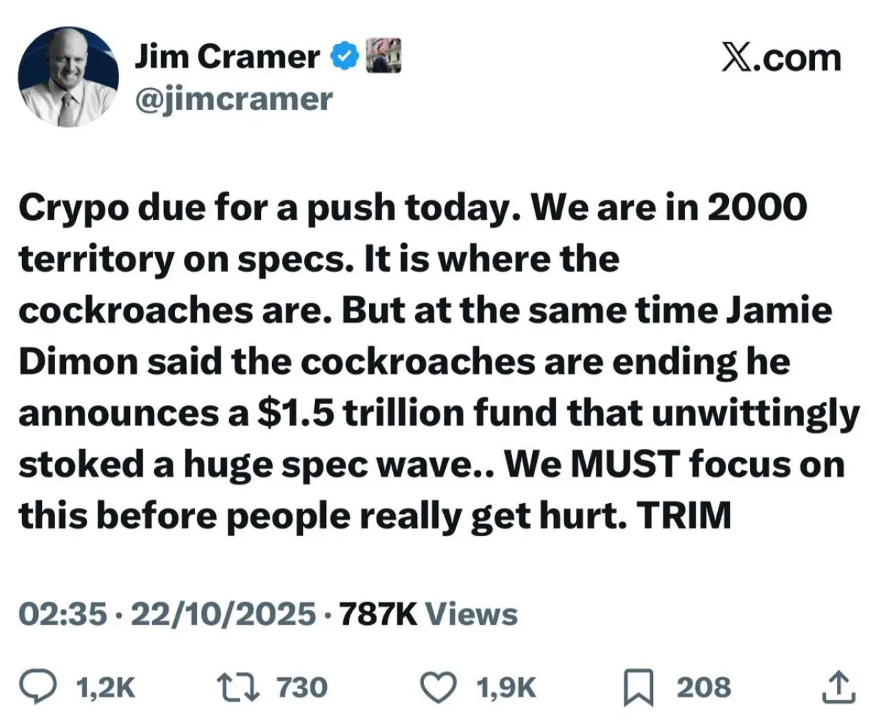 Jim Cramer'ın Kripto Parada Keskin Yükseliş Öngörüsü Şüpheyle Karşılandı Jim Cramer'ın Kripto Parada Keskin Yükseliş Öngörüsü Şüpheyle Karşılandı