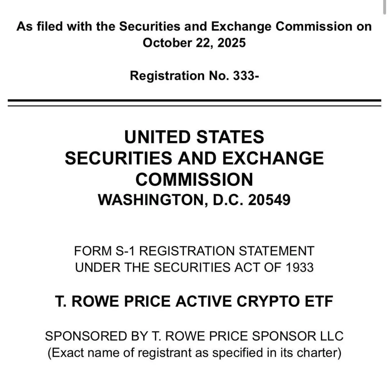 T. Rowe Price, Yeni Aktif Yönetimli Kripto Para ETF'si İçin Başvuruda Bulundu T. Rowe Price, Yeni Aktif Yönetimli Kripto Para ETF'si İçin Başvuruda Bulundu