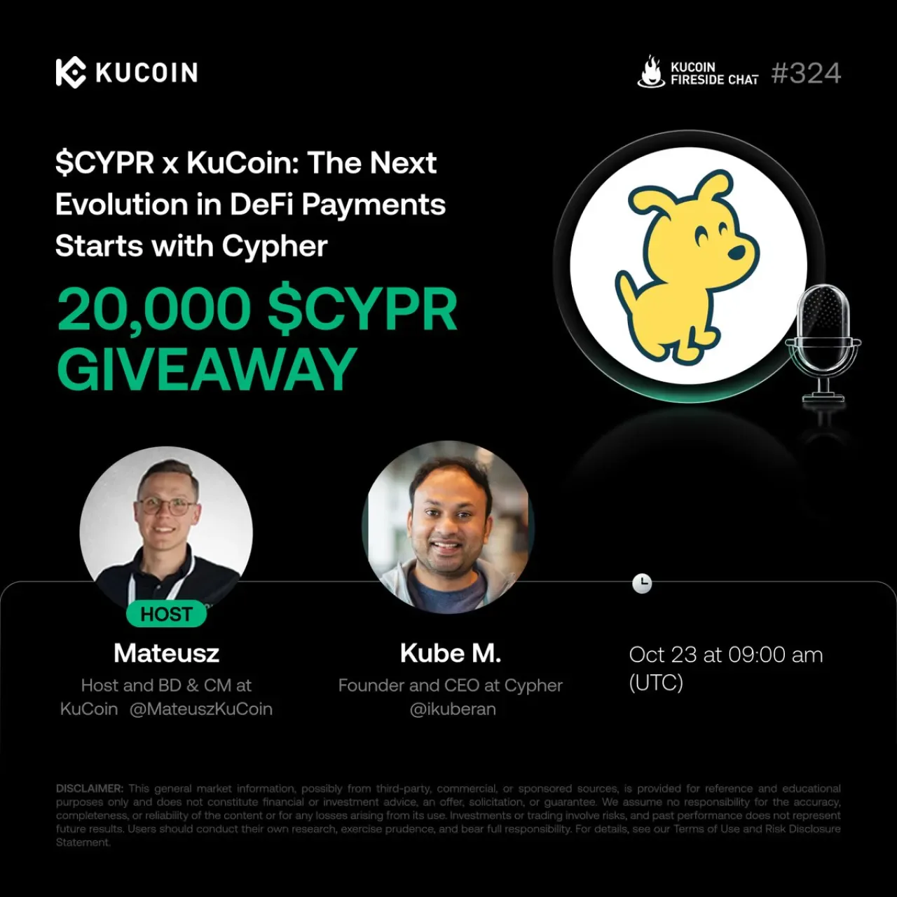 KuCoin, Cypher (CYPR) Projesi İçin Twitter Spaces Etkinliği Düzenliyor KuCoin, Cypher (CYPR) Projesi İçin Twitter Spaces Etkinliği Düzenliyor