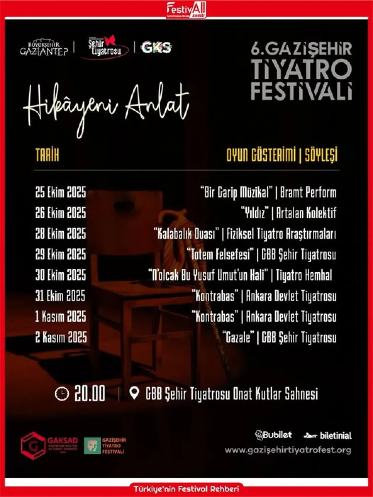 6. Gazişehir Tiyatro Festivali, 25 Ekim'de Başlıyor 6. Gazişehir Tiyatro Festivali, 25 Ekim'de Başlıyor