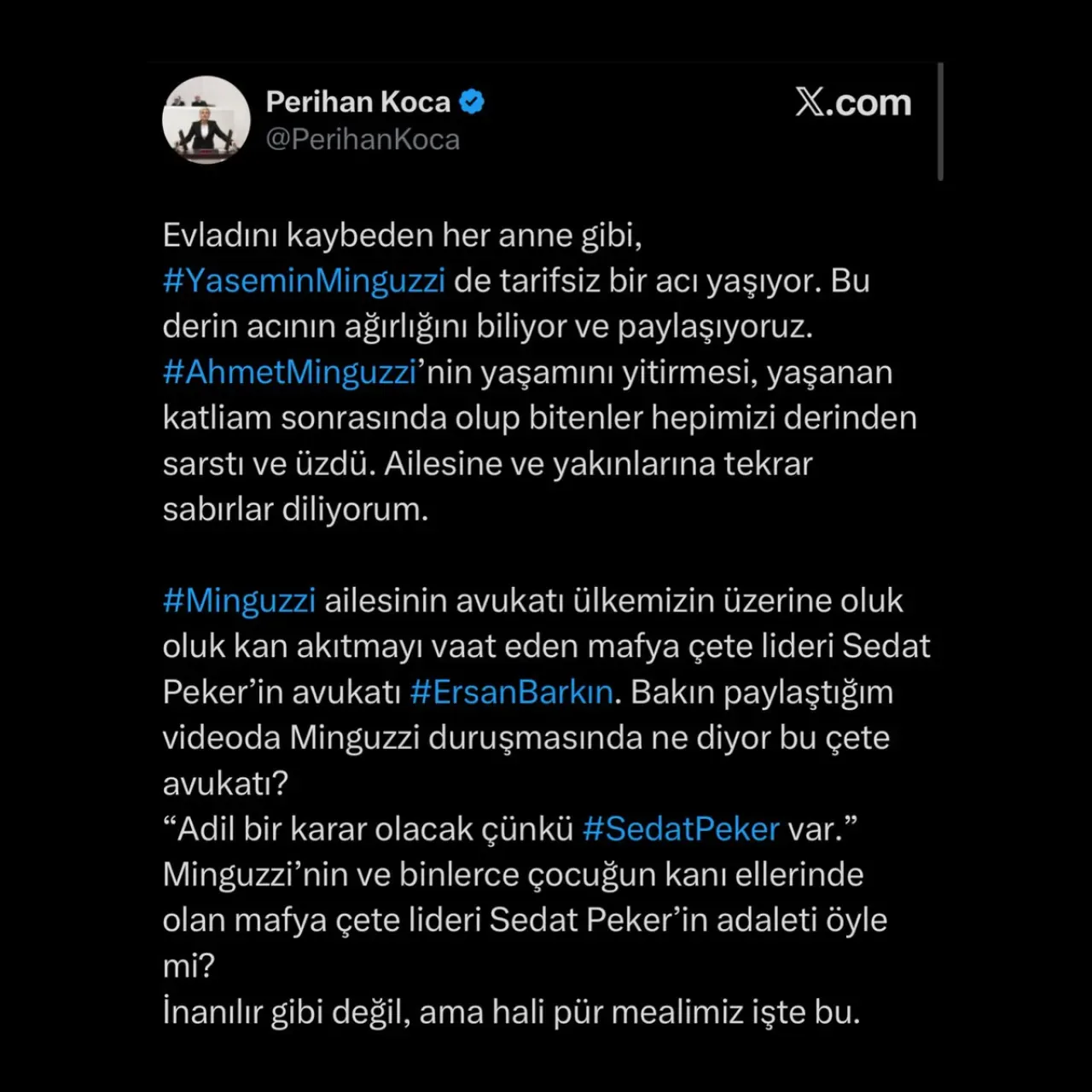 DEM'li Perihan Koca'nın Sedat Peker Avukatı Açıklaması Gerçeği Yansıtmadı DEM'li Perihan Koca'nın Sedat Peker Avukatı Açıklaması Gerçeği Yansıtmadı