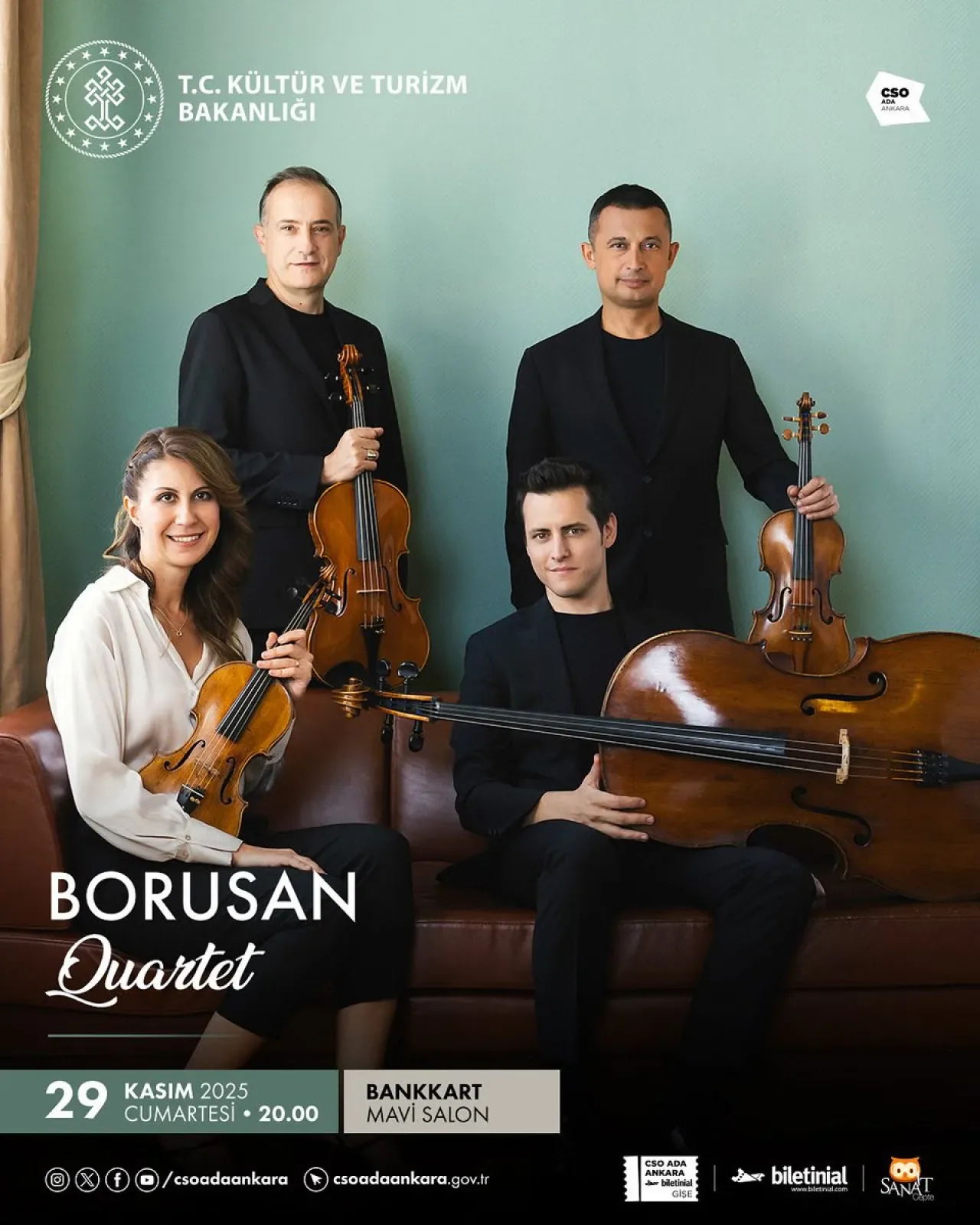 Borusan Quartet, CSO Ada Ankara'da Unutulmaz Bir Konser Verecek Borusan Quartet, CSO Ada Ankara'da Unutulmaz Bir Konser Verecek