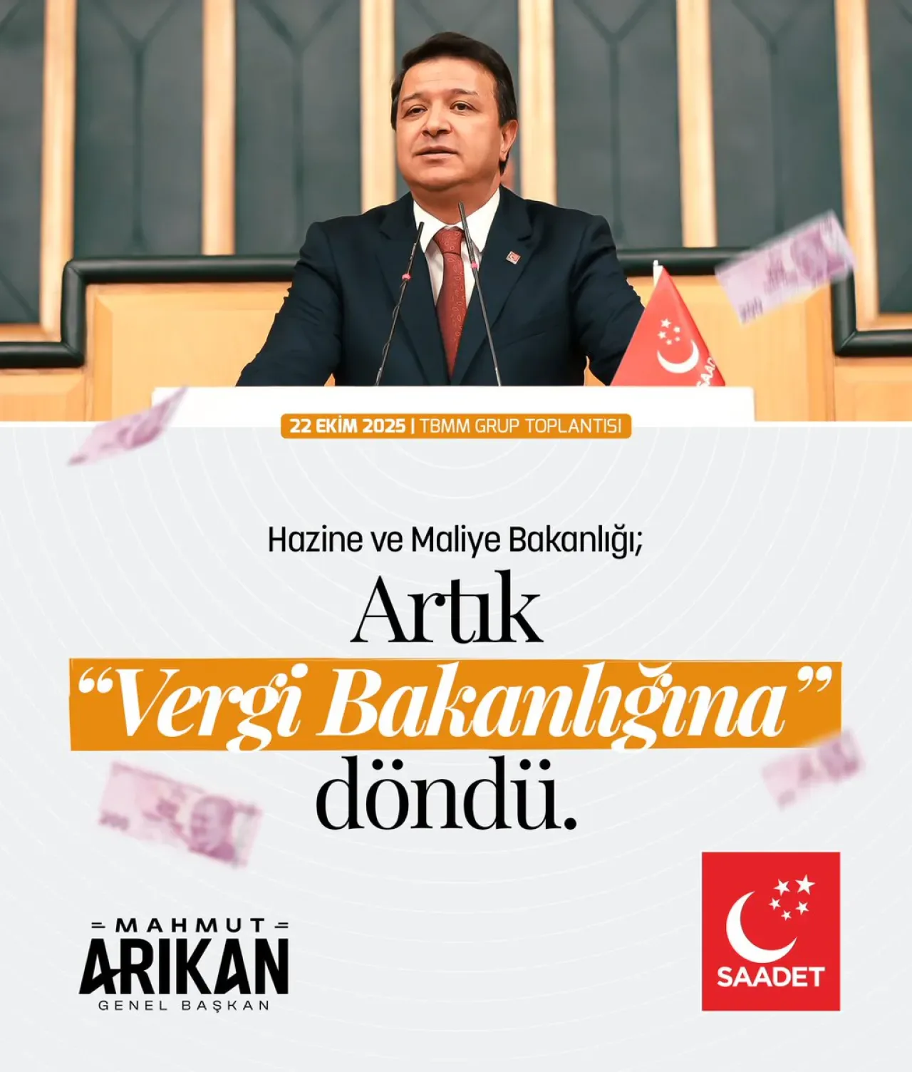 Saadet Partisi: Hazine ve Maliye Bakanlığı'nın İsmi Vergi Bakanlığı'na Döndü Saadet Partisi: Hazine ve Maliye Bakanlığı'nın İsmi Vergi Bakanlığı'na Döndü
