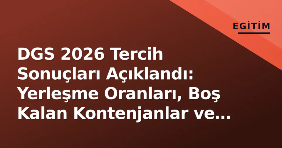 DGS 2026 Tercih Sonuçları Açıklandı: Yerleşme Oranları, Boş Kalan Kontenjanlar ve Branş Bazlı Analiz görseli