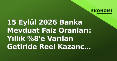 15 Eylül 2026 Banka Mevduat Faiz Oranları: Yıllık %8'e Varılan Getiride Reel Kazanç Ne Kadar?