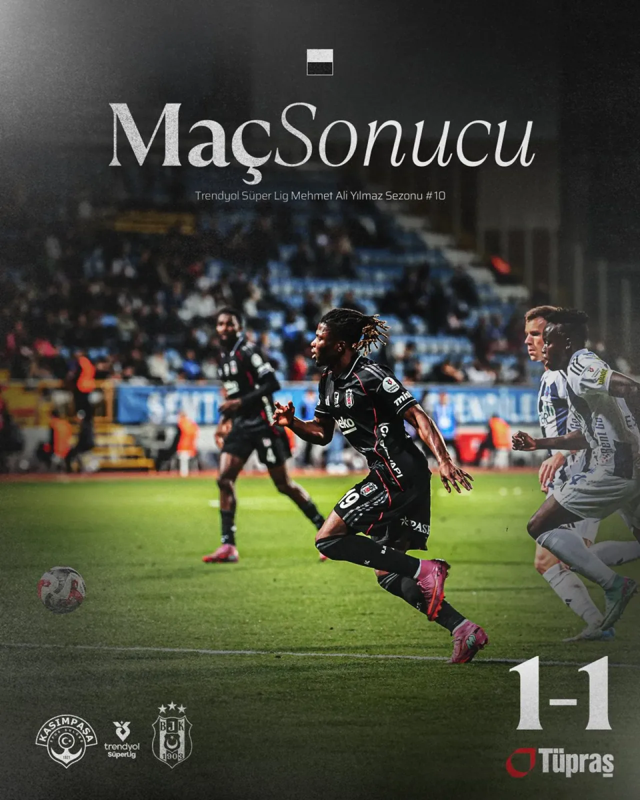 Kasımpaşa, Beşiktaş'ı 1-1 Beraberlikle Durdurdu Kasımpaşa, Beşiktaş'ı 1-1 Beraberlikle Durdurdu
