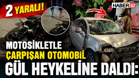 Isparta Kaymakkapı Meydanı'nda Kaza: Otomobil Gül Heykeline Çarptı