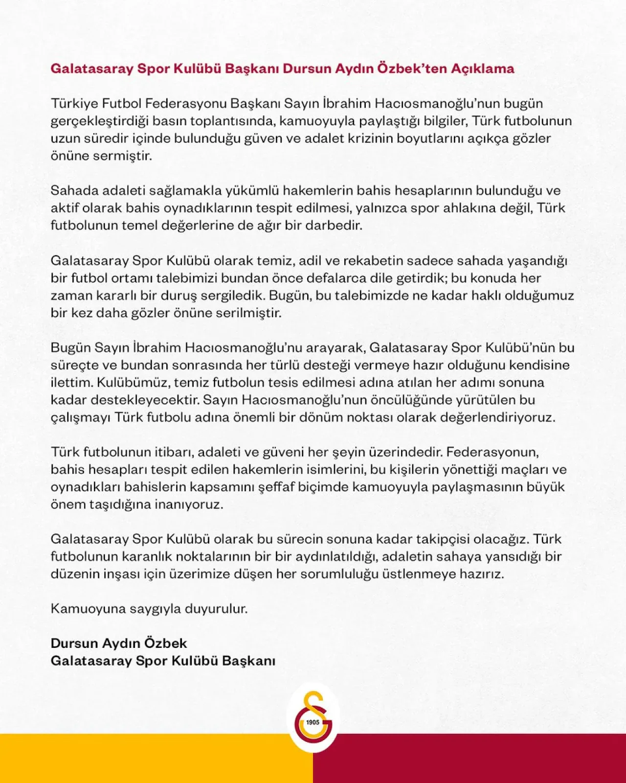 Galatasaray Spor Kulübü Başkanı Dursun Özbek'ten Önemli Açıklamalar Galatasaray Spor Kulübü Başkanı Dursun Özbek'ten Önemli Açıklamalar