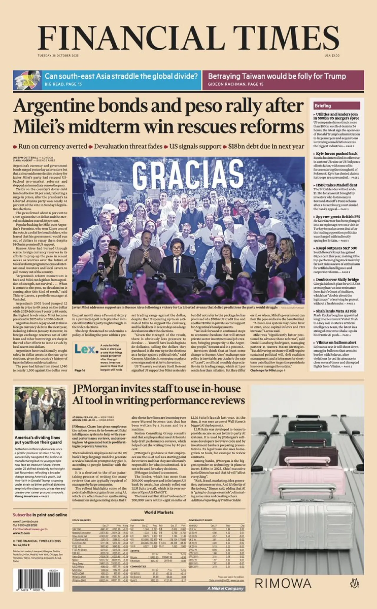 Financial Times, 28 Ekim Uluslararası Baskı Ön Sayfasını Yayınladı Financial Times, 28 Ekim Uluslararası Baskı Ön Sayfasını Yayınladı