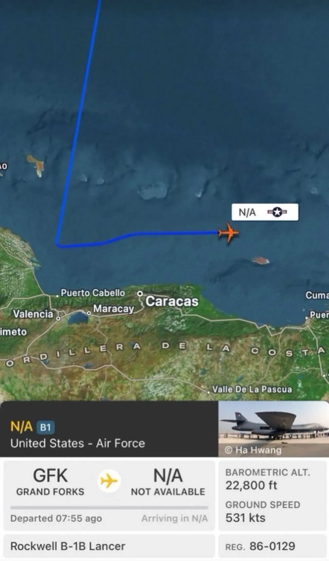 İki ABD Bombardıman Uçağı Venezuela Açıklarında Görüldü İki ABD Bombardıman Uçağı Venezuela Açıklarında Görüldü