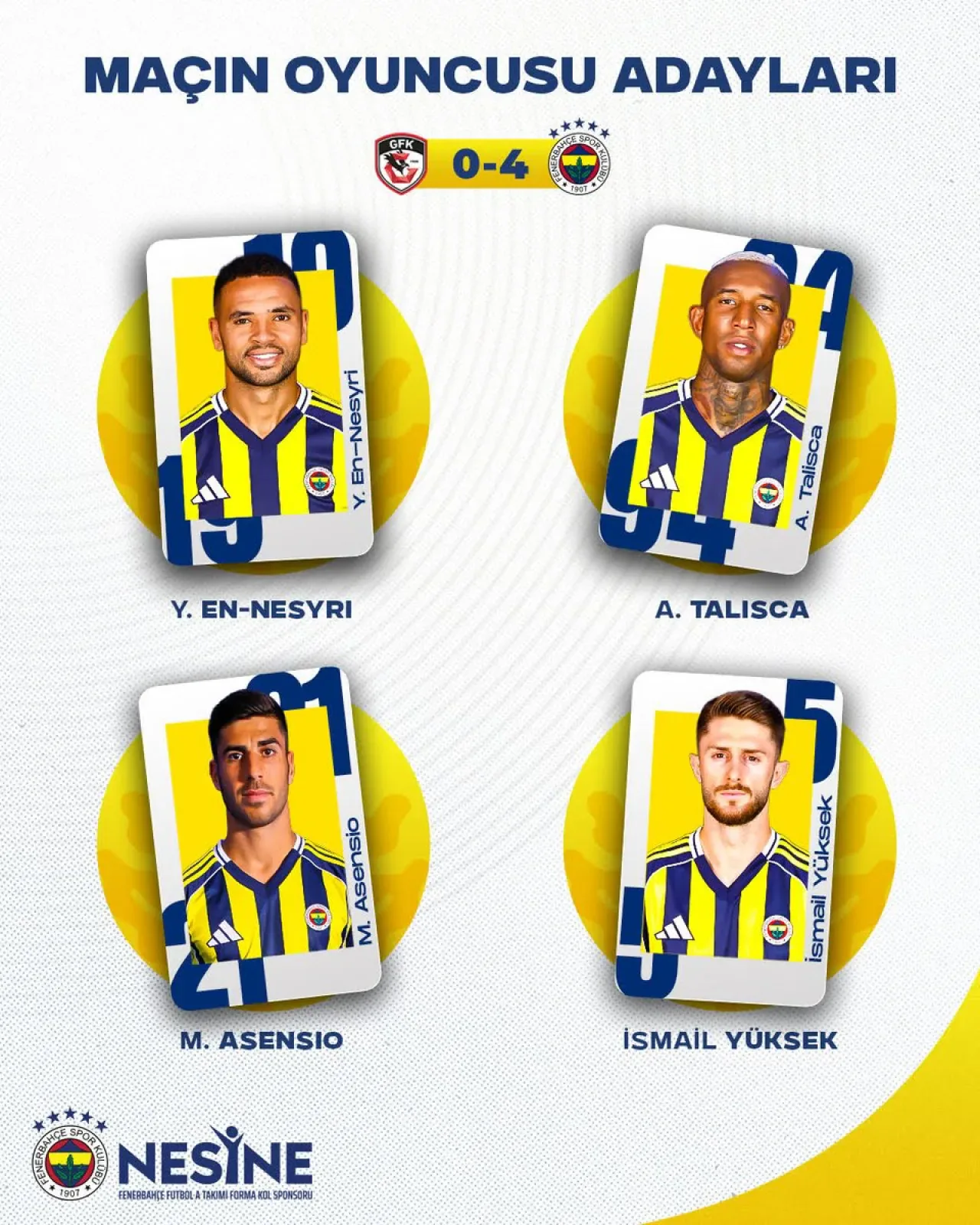 Fenerbahçe'de Taraftar Oylaması: Nesine.com Maçın Oyuncusu Anketi Başladı Fenerbahçe'de Taraftar Oylaması: Nesine.com Maçın Oyuncusu Anketi Başladı