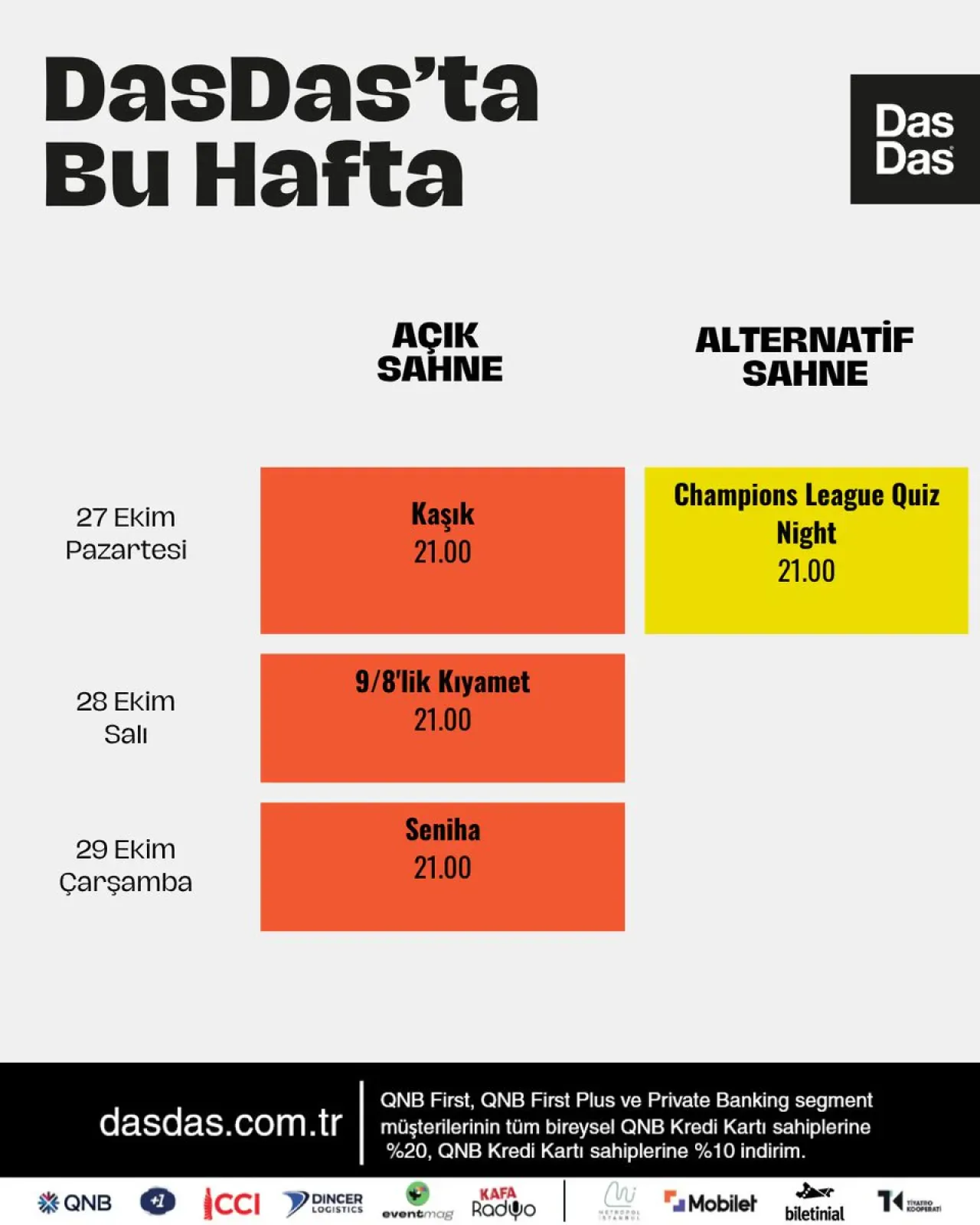 DasDas'ta Bu Haftanın Etkinlik ve Konser Rehberi DasDas'ta Bu Haftanın Etkinlik ve Konser Rehberi