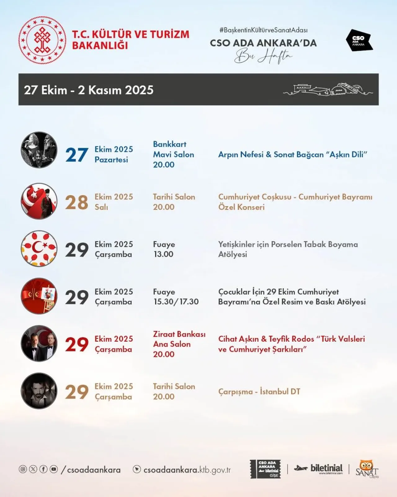 CSO Ada Ankara'da 27 Ekim - 2 Kasım Arası Kültür Sanat Takvimi CSO Ada Ankara'da 27 Ekim - 2 Kasım Arası Kültür Sanat Takvimi