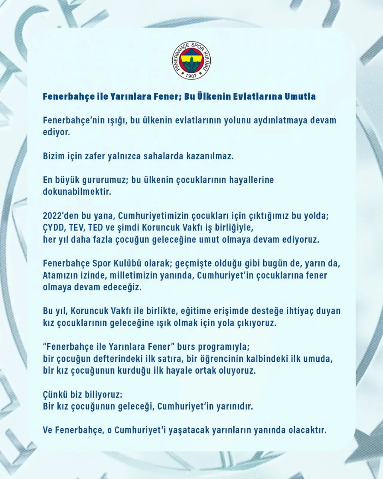 Fenerbahçe, Koruncuk Vakfı ile Ülkenin Çocuklarına Umut Oluyor Fenerbahçe, Koruncuk Vakfı ile Ülkenin Çocuklarına Umut Oluyor