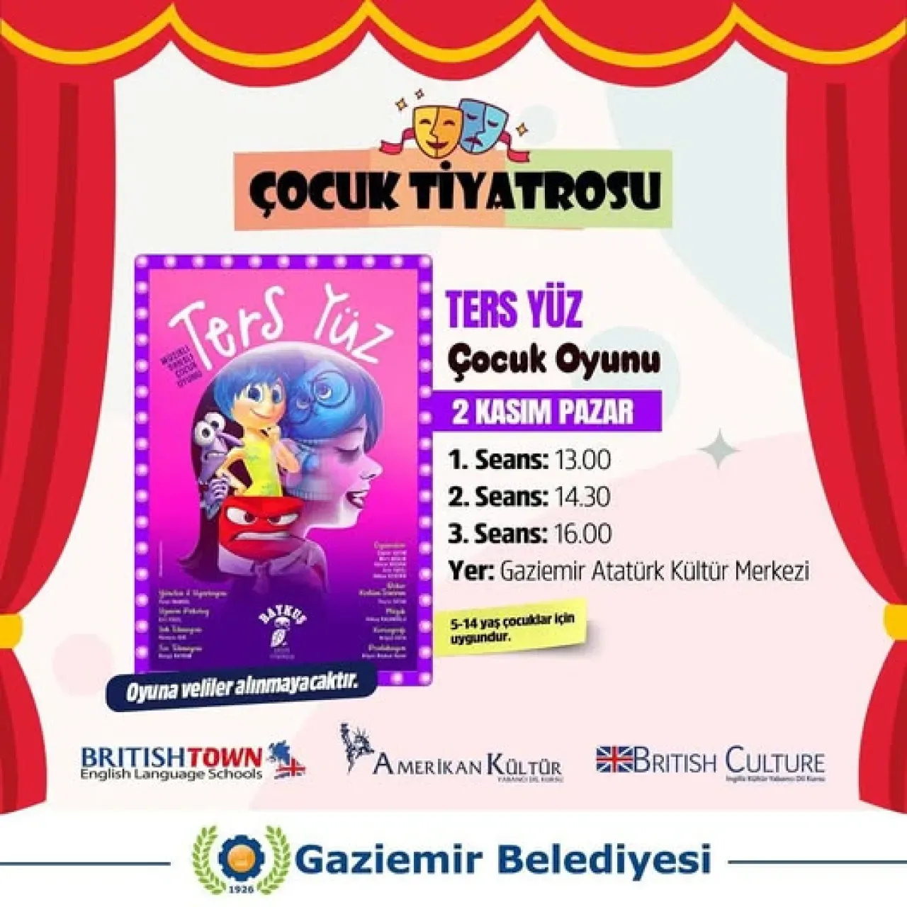 Gaziemir'de Çocuklar İçin "Ters Yüz" Oyunu: 2 Kasım'da Renkli Macera Gaziemir'de Çocuklar İçin "Ters Yüz" Oyunu: 2 Kasım'da Renkli Macera
