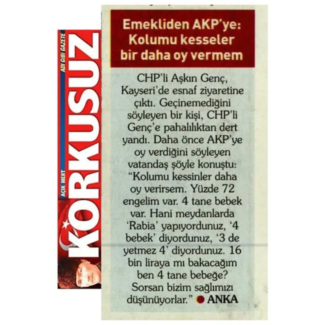 Emekli Vatandaştan Sert Sözler: "Kolum Kesilse Bir Daha Oy Vermem" Emekli Vatandaştan Sert Sözler: "Kolum Kesilse Bir Daha Oy Vermem"