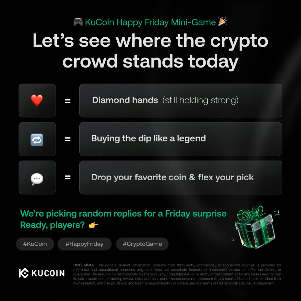 KuCoin Cuma Günü Mini Oyunu ile Kripto Topluluğunun Modunu Ölçüyor KuCoin Cuma Günü Mini Oyunu ile Kripto Topluluğunun Modunu Ölçüyor