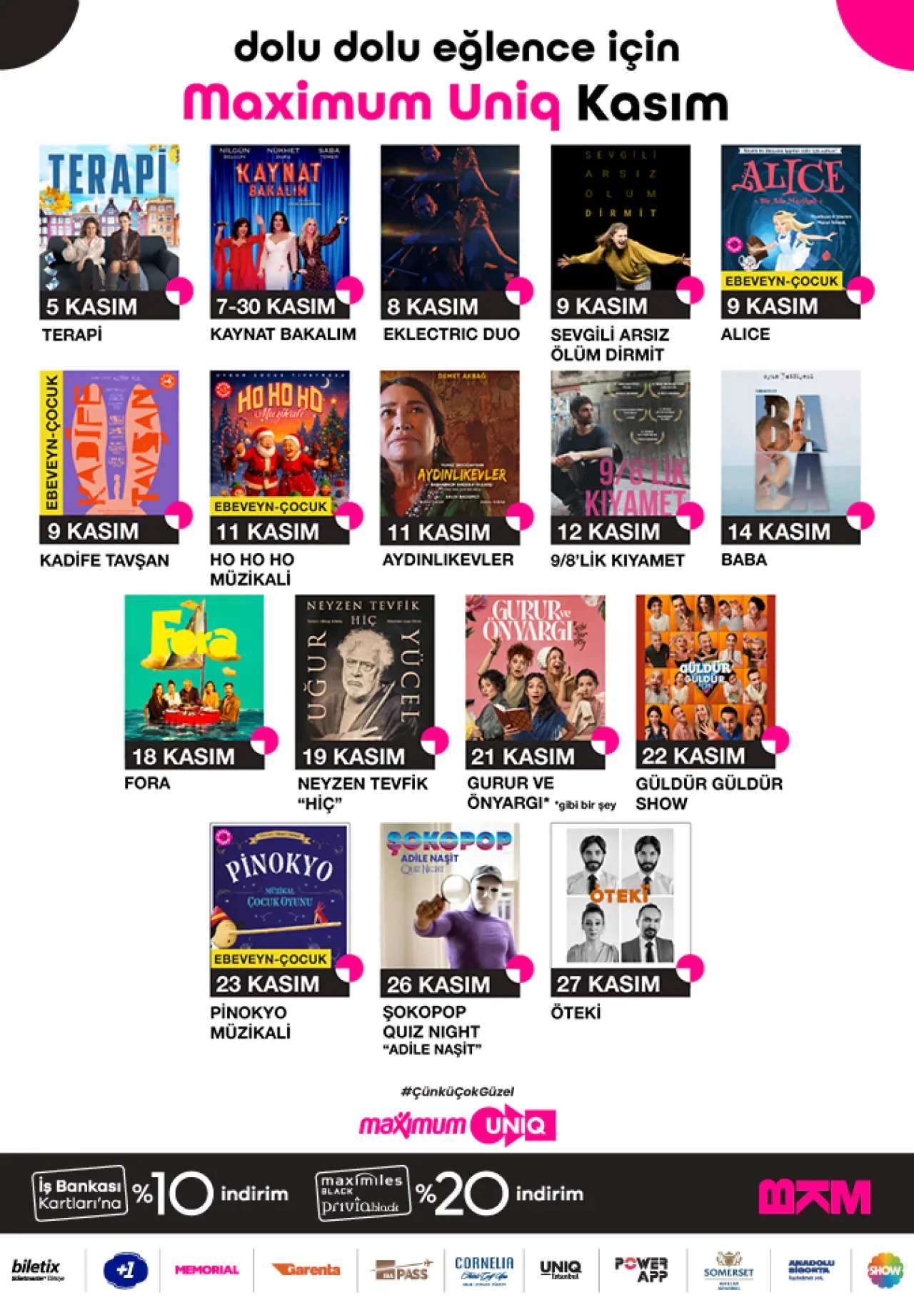 Maximum Uniq Kasım Ayında Müzik, Tiyatro ve Eğlence Dolu Bir Ay Sunuyor Maximum Uniq Kasım Ayında Müzik, Tiyatro ve Eğlence Dolu Bir Ay Sunuyor