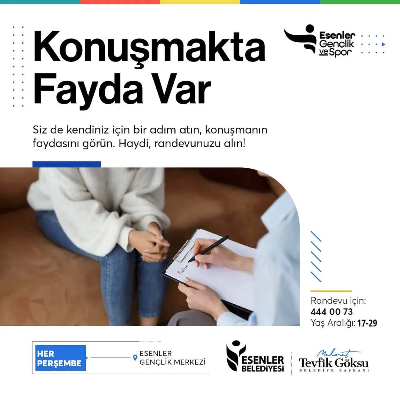 Esenler'de 17-29 Yaş Arası Gençlere Ücretsiz Psikolojik Danışmanlık Esenler'de 17-29 Yaş Arası Gençlere Ücretsiz Psikolojik Danışmanlık