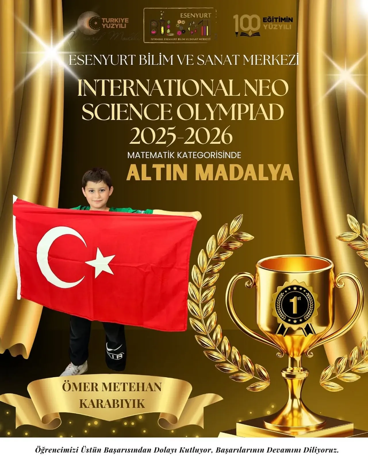 Esenyurt'tan Uluslararası Matematik Başarısı: Ömer Metehan Karabıyık Altın Madalya Kazandı Esenyurt'tan Uluslararası Matematik Başarısı: Ömer Metehan Karabıyık Altın Madalya Kazandı