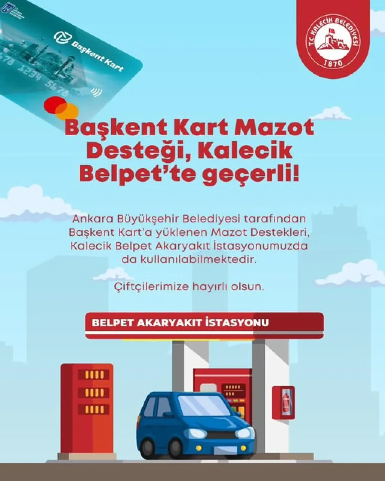Kalecik'te Çiftçilere Mazot Desteği Başkent Kart'a Yüklendi Kalecik'te Çiftçilere Mazot Desteği Başkent Kart'a Yüklendi