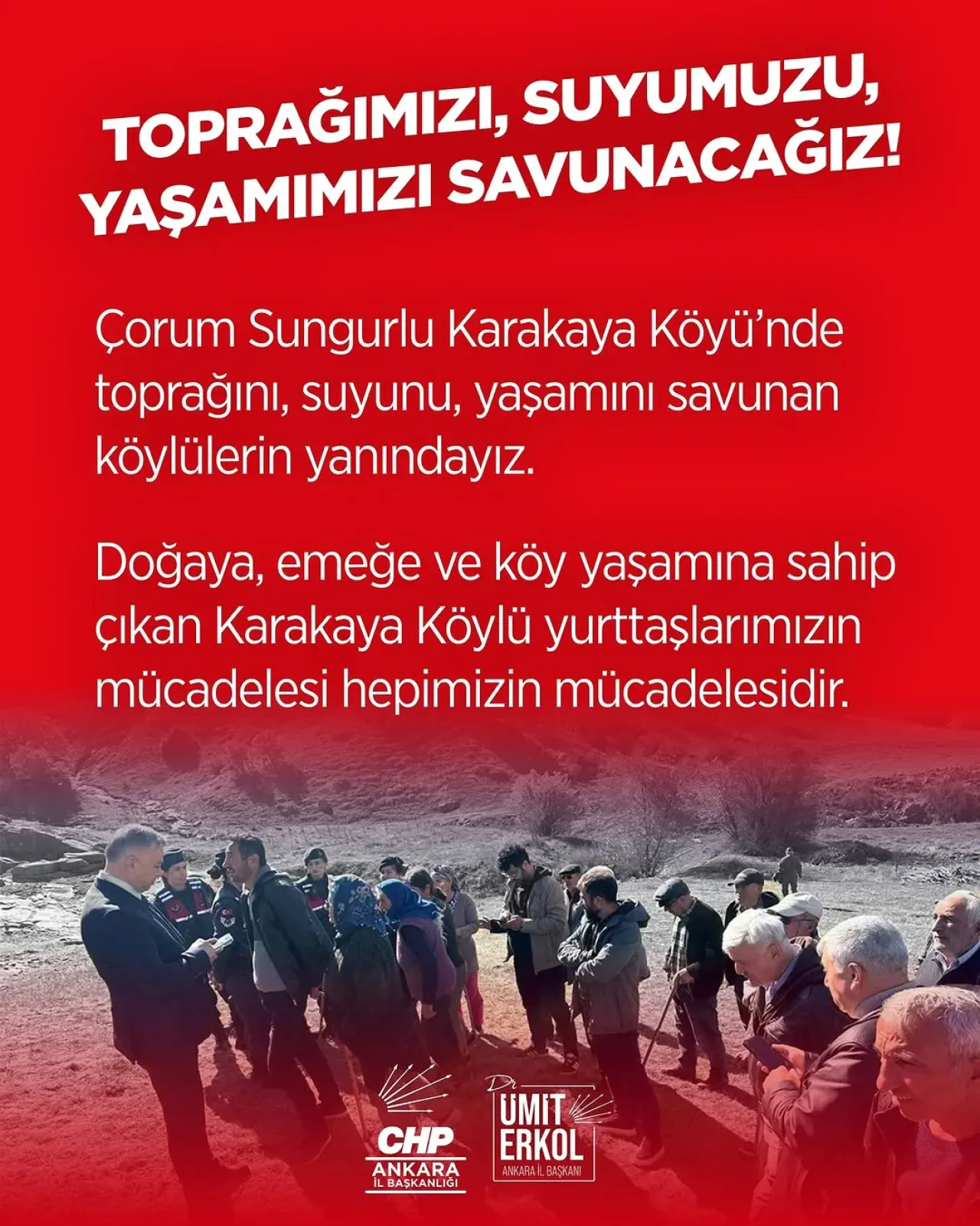 Çorum Sungurlu Karakaya Köyü Halkı Maden Ocağı Girişimine Karşı Mücadele Ediyor Çorum Sungurlu Karakaya Köyü Halkı Maden Ocağı Girişimine Karşı Mücadele Ediyor
