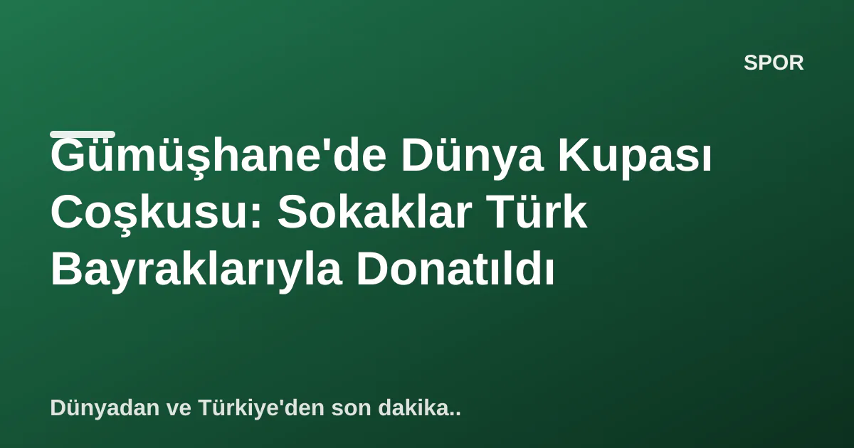 Gümüşhane'de Dünya Kupası Coşkusu: Sokaklar Türk Bayraklarıyla Donatıldı Gümüşhane'de Dünya Kupası Coşkusu: Sokaklar Türk Bayraklarıyla Donatıldı