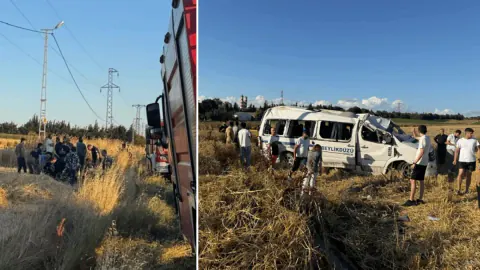 Silivri'de Facia: Kontrolden Çıkan Yolcu Minibüsü Tarlaya Uçtu